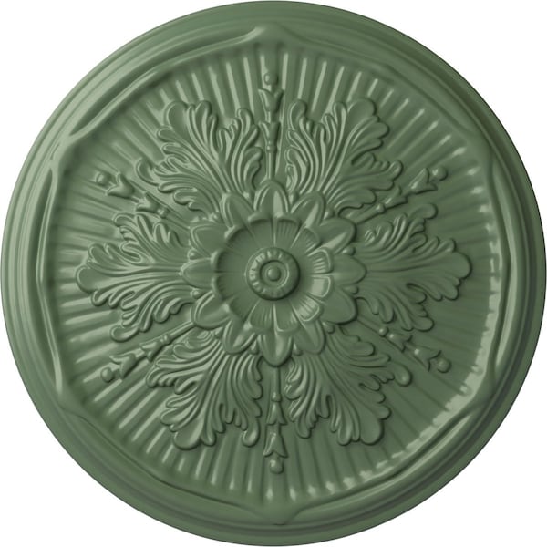 Ekena Millwork Luton Ceiling Medallion (Fits Canopies up to 3 1/2"), Hand-Painted Athenian Green, 21"OD x 2"P CM21LUAGF - main